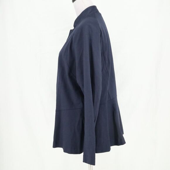 Lane Bryant Jacket Womens 16 Navy Blue Hook Eye Stretch Knit Silver Buttons - Picture 11 of 16